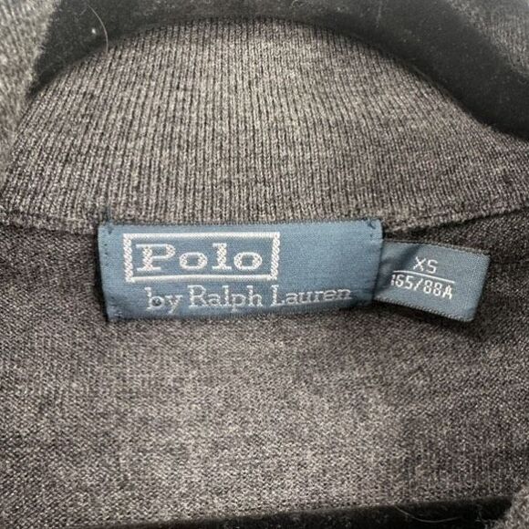 Vintage Polo Ralph Lauren Merino Wool Popover Sweater XS Leather Collar Preppy - Picture 5 of 9